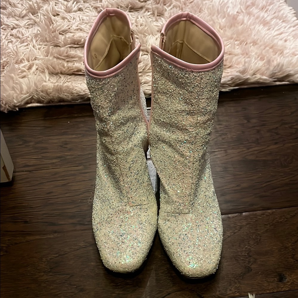 Glittering Cream and Pink Women's Boots